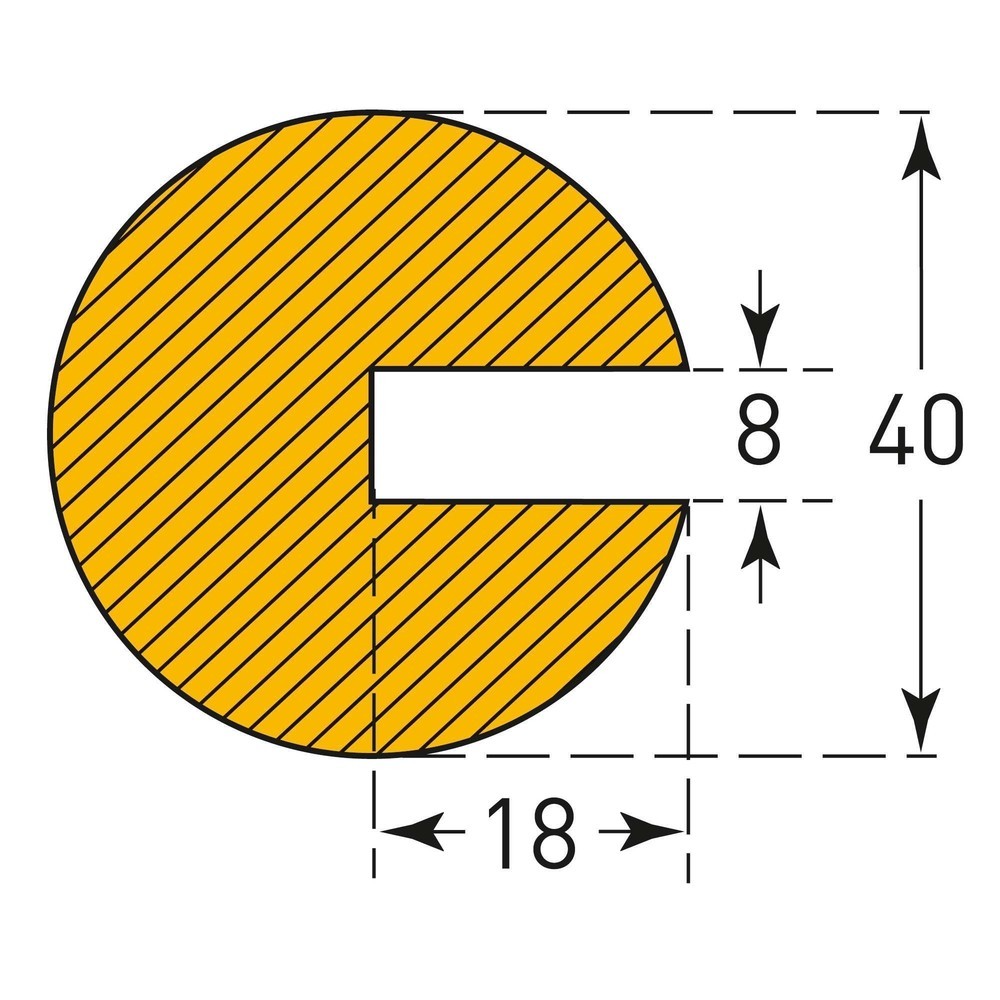 Immagine del prodotto n. 2: Protezione anticollisione MORAVIA per bordi, di forma circolare, a innesto, AxL 40 x 40 mm, lunghezza 1 m
