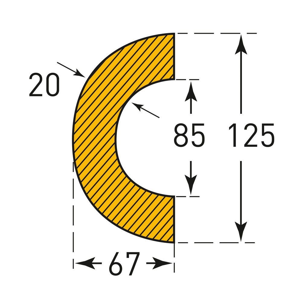 Immagine del prodotto n. 3: Protezione anticollisione MORAVIA per tubi, semicircolare, magnetica, Ø interno 85 mm, lunghezza 1 m