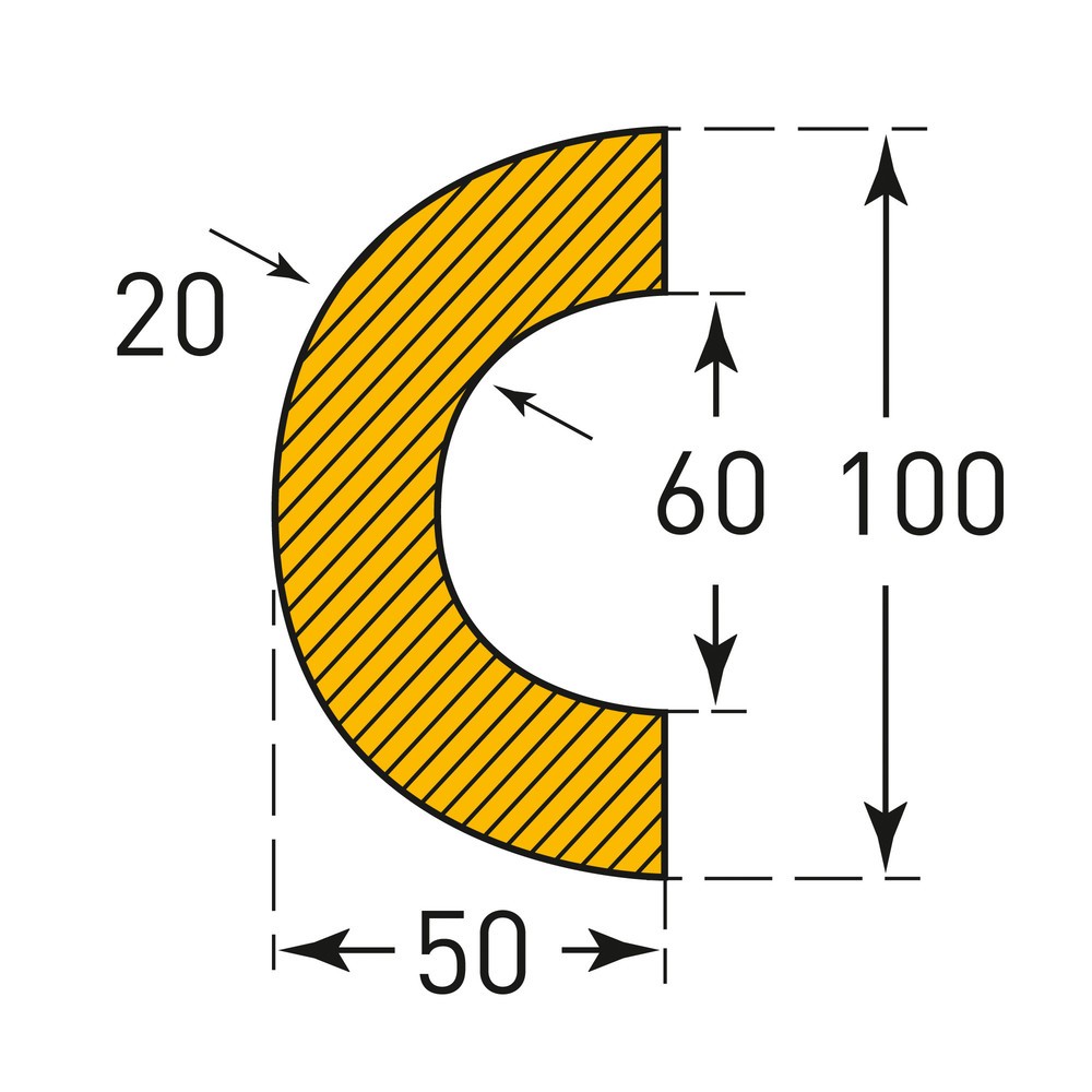 Immagine del prodotto n. 3: Protezione anticollisione MORAVIA per tubi, semicircolare, magnetica, Ø interno 60 mm, lunghezza 1 m