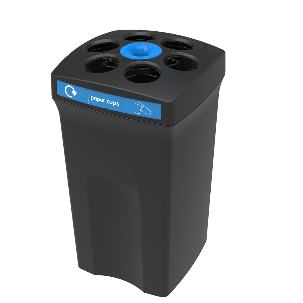 Raccoglibicchierini ENVIROBIN Envirocup XL, con serbatoio integrato, nero/blu, scritta "paper cups" Immagine del prodotto n. 1: Raccoglibicchierini ENVIROBIN Envirocup XL, con serbatoio integrato, nero/blu, scritta "paper cups"
