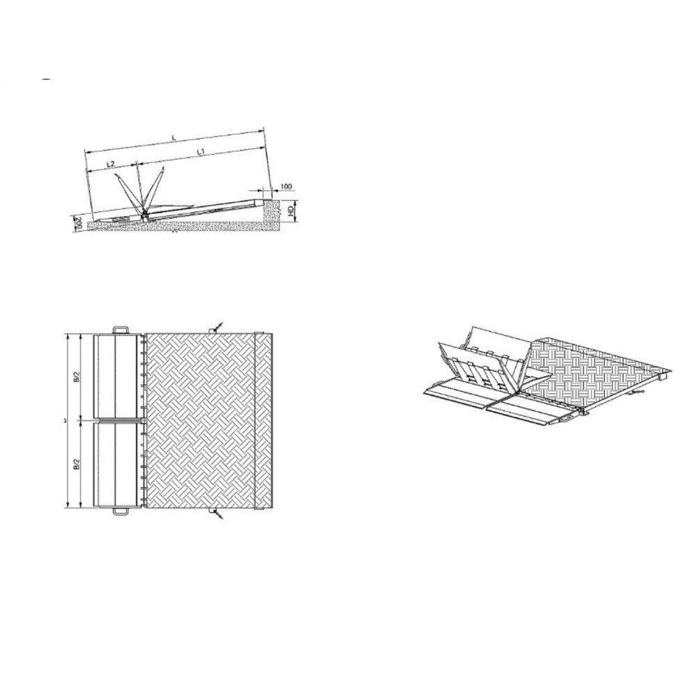 Immagine del prodotto n. 4: Rampa di carico per contenitore, pieghevole, portata 7.300 kg, LxL 2.000 x 2.070 mm
