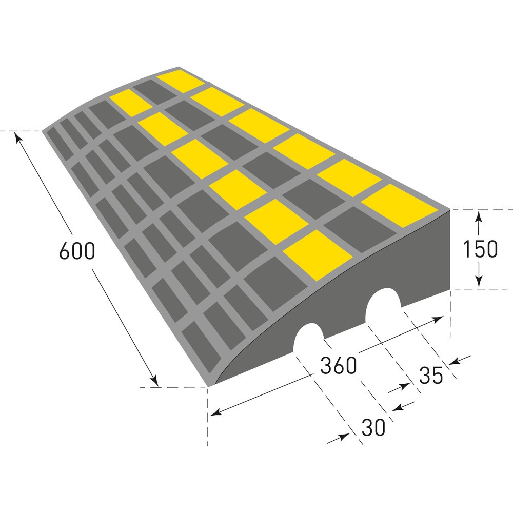 Immagine del prodotto n. 2: Rampa per cordolo, gomma dura, AxLxP 150 x 600 x 360 mm