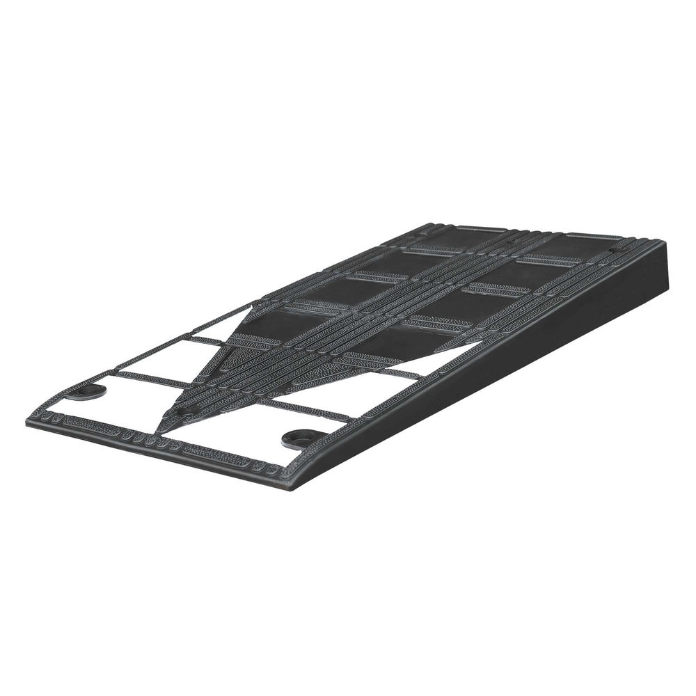 Immagine del prodotto: Rampa per cordolo MORAVIA in caucciù vulcanizzato, LxAxP 450 x 75 x 1.000 mm, nero-bianco, incl. materiale di fissaggio