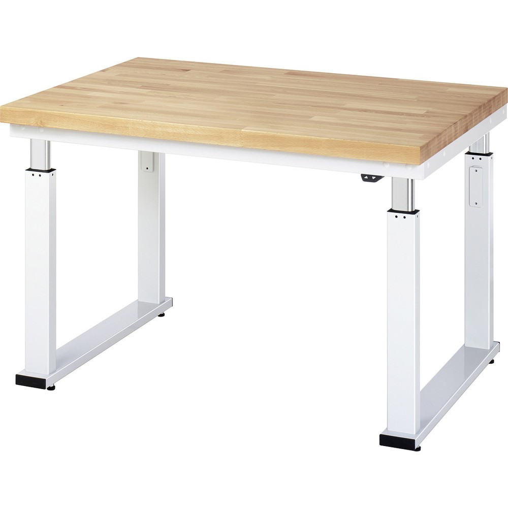 Immagine del prodotto: RAU banco da lavoro regolabile in altezza elettricamente Serie adlatus 600, HxLxP 740-1.140 x 1.250 x 900 mm, piano di lavoro in faggio massiccio