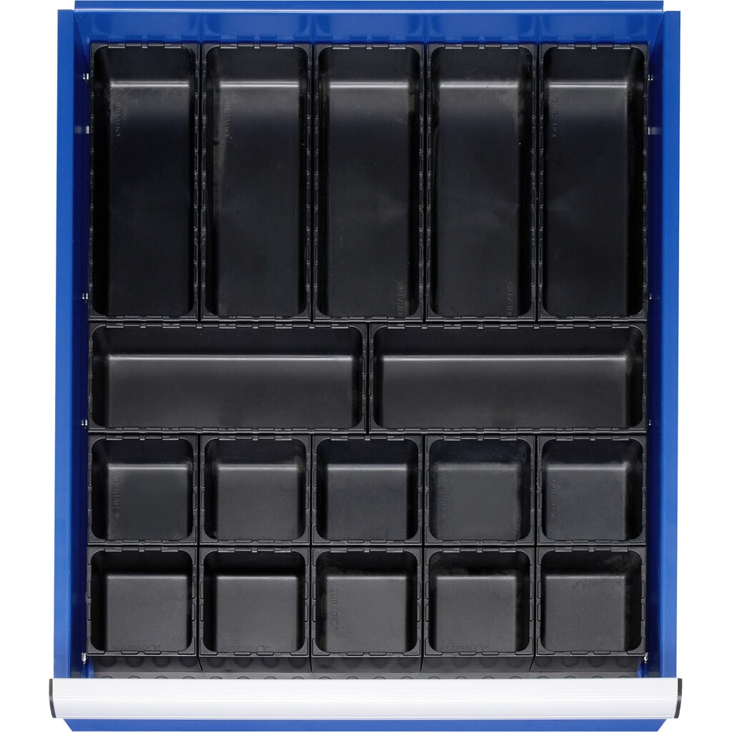 RAU Set di divisori per cassetto, HxLxP 48 x 490 x 560 mm, con fondo e 10 contenitori, misura L per altezza frontale 60-360 mm Immagine del prodotto: RAU Set di divisori per cassetto, HxLxP 48 x 490 x 560 mm, con fondo e 10 contenitori, misura L per altezza frontale 60-360 mm
