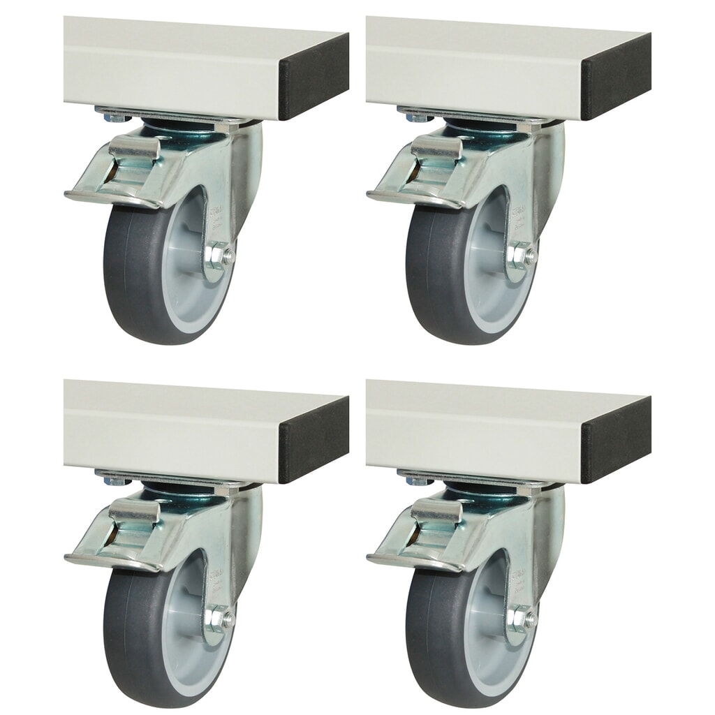 RAU Set di ruote per serie adlatus 300/600, HxLxP 125 x 100 x 30 mm, 4 rulli orientabili con freno di stazionamento Immagine del prodotto: RAU Set di ruote per serie adlatus 300/600, HxLxP 125 x 100 x 30 mm, 4 rulli orientabili con freno di stazionamento