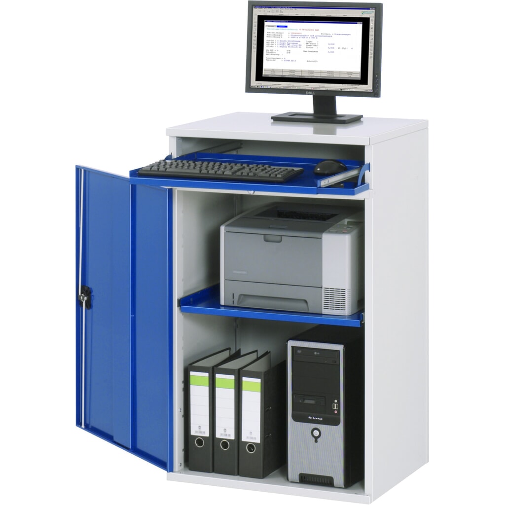 Immagine del prodotto n. 1: RAU Armadio per computer, HxLxP 1.060 x 650 x 520 mm, con 1 anta a battente e ripiano estraibile per tastiera