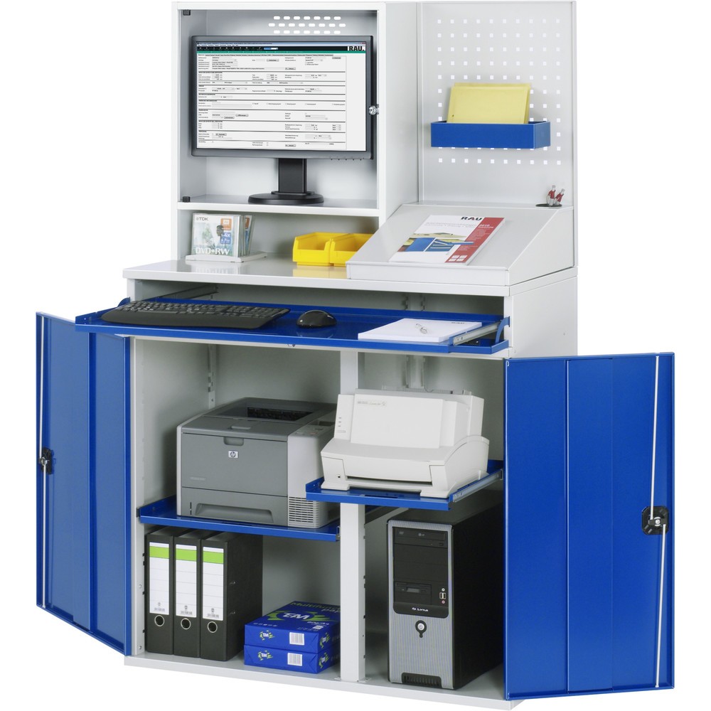 Immagine del prodotto n. 1: RAU Armadio per computer, HxLxP 1.770 x 1.100 x 520 mm, con 2 ante a battente, ripiano estraibile per tastiera e alloggiamento monitor