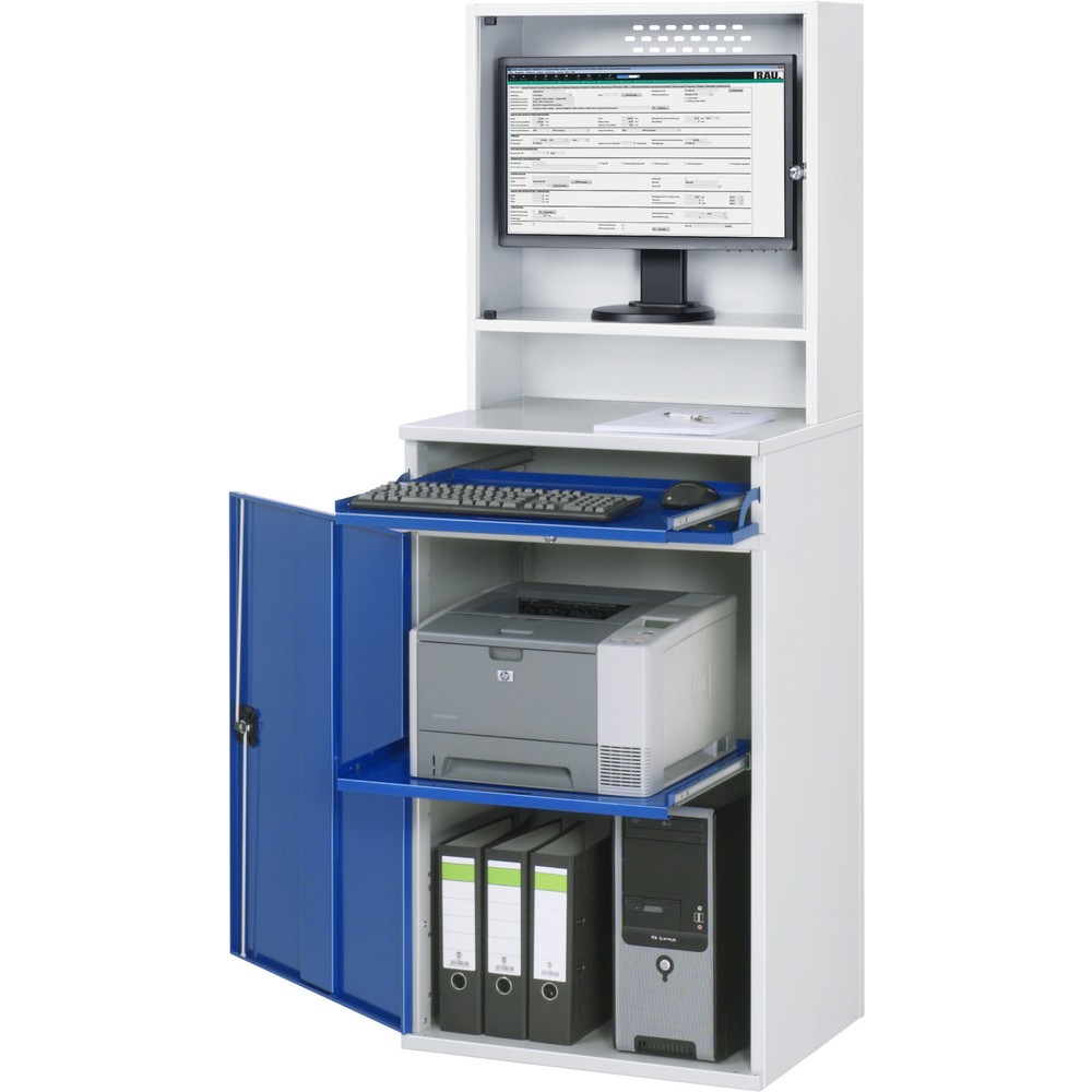 Immagine del prodotto n. 1: RAU Armadio per computer, HxLxP 1.770 x 650 x 520 mm, con 1 anta a battente, ripiano estraibile per tastiera e alloggiamento monitor
