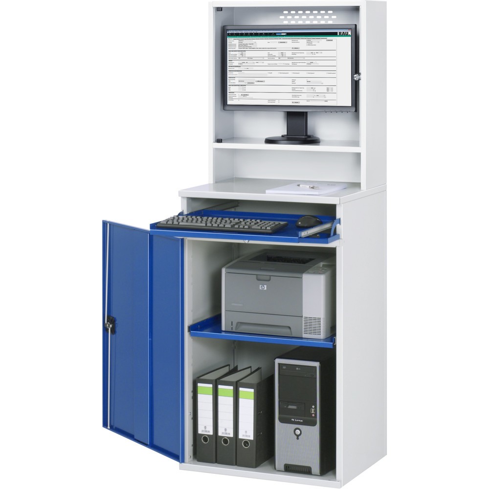 Immagine del prodotto n. 3: RAU Armadio per computer, HxLxP 1.770 x 650 x 520 mm, con 1 anta a battente, ripiano estraibile per tastiera e alloggiamento monitor