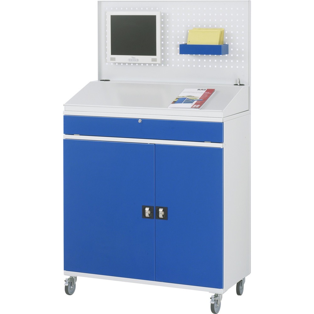Immagine del prodotto n. 2: RAU Armadio per computer, HxLxP 1.895 x 1.100 x 520 mm, con 2 ante a battente, ripiano estraibile per tastiera, 1 cassetto e set di ruote