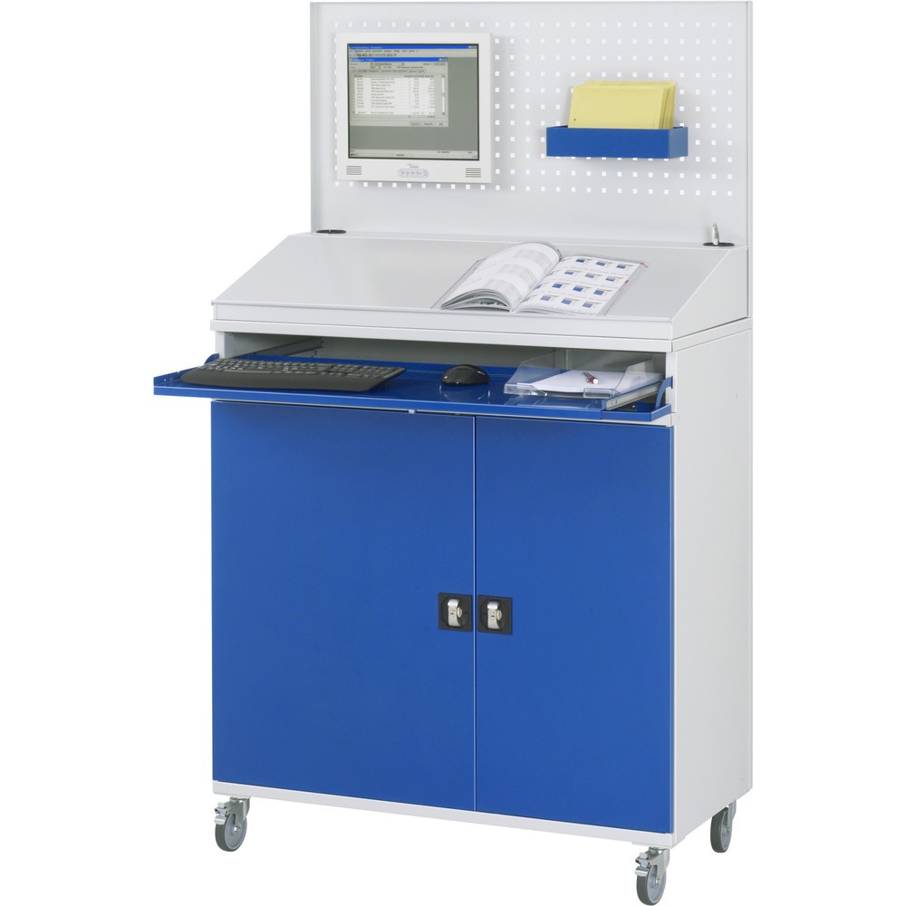 Immagine del prodotto n. 3: RAU Armadio per computer, HxLxP 1.895 x 1.100 x 520 mm, con 2 ante a battente, ripiano estraibile per tastiera, 1 cassetto e set di ruote