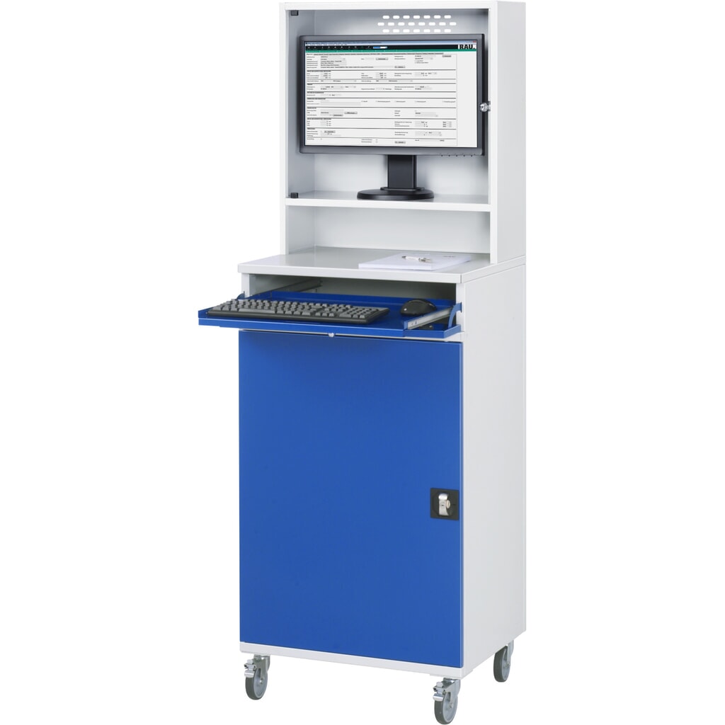 Immagine del prodotto n. 2: Armadio per computer RAU mobile, ripiano estraibile per tastiera, anta a battente, numero di cassetti x H x B: 2 x 80 x 570 mm
