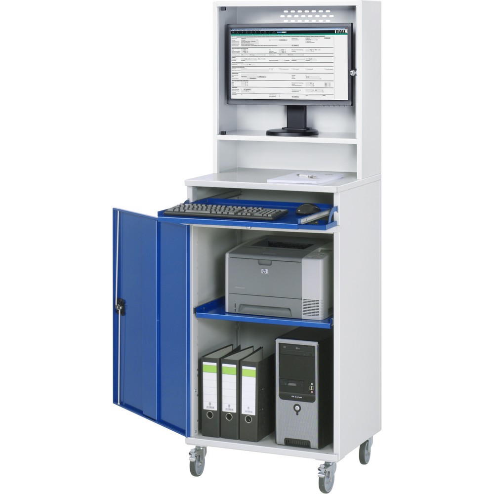 Immagine del prodotto n. 3: RAU Armadio per computer, HxLxP 1.895 x 650 x 520 mm, con 1 anta a battente, ripiano estraibile per tastiera e alloggiamento monitor