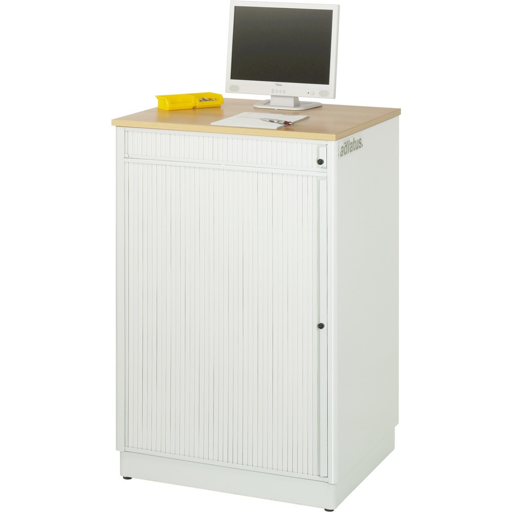 Immagine del prodotto n. 3: RAU Postazioni computer, HxLxP 1.100 x 720 x 660 mm, piano di lavoro in faggio decorato, con serranda, ciabatta a presa multipla