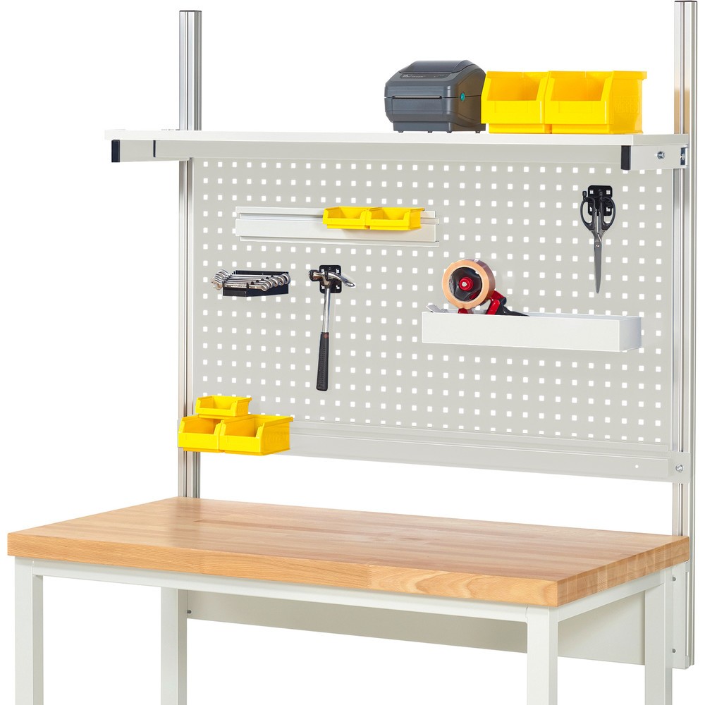 Immagine del prodotto: Struttura banco da lavoro RAU, AxLxP 1.130 x 1.250 x 350 mm, con 1 ripiano rivestito in melamina e 1 guida di supporto, set completo 01 per larghezza prodotto 1.250 mm