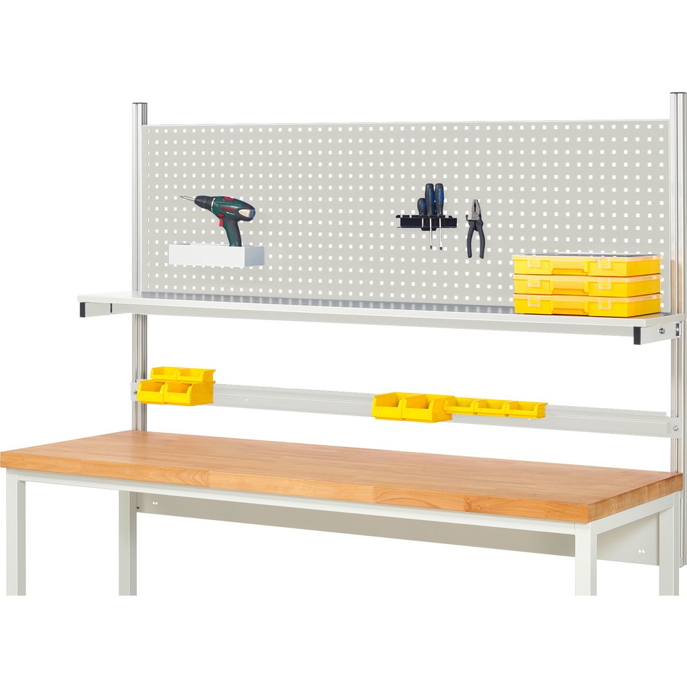Immagine del prodotto: Struttura banco da lavoro RAU, AxLxP 1.130 x 2.000 x 350 mm, con 1 ripiano rivestito in melamina e 1 guida di supporto, set completo 01 per larghezza prodotto 2.000 mm