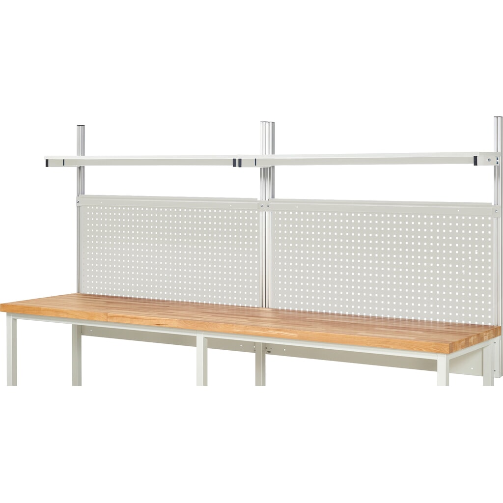 Struttura banco da lavoro RAU, AxLxP 1.130 x 3.000 x 350 mm, con 2 ripiani rivestiti in melamina e 2 guide di supporto, set completo 01 per larghezza prodotto 3.000 mm Immagine del prodotto n. 2: Struttura banco da lavoro RAU, AxLxP 1.130 x 3.000 x 350 mm, con 2 ripiani rivestiti in melamina e 2 guide di supporto, set completo 01 per larghezza prodotto 3.000 mm