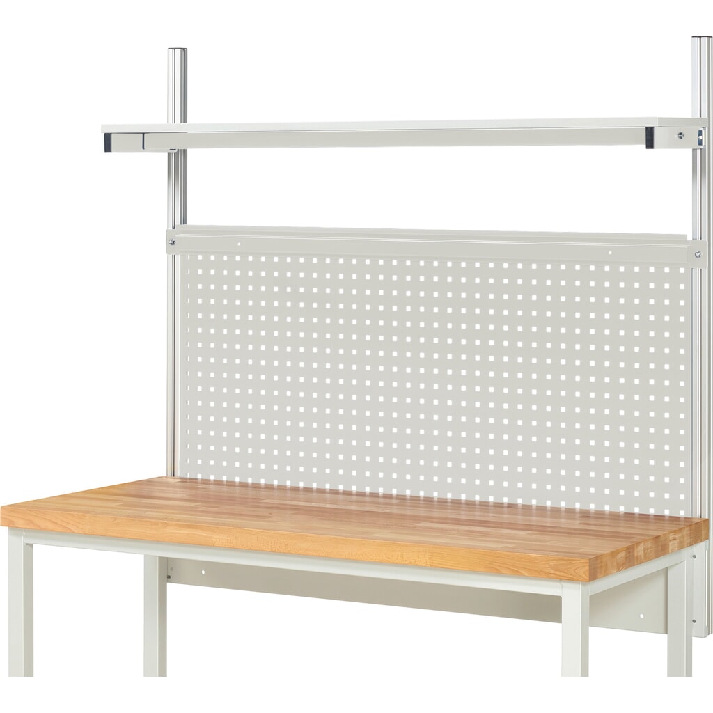 Struttura banco da lavoro RAU, AxLxP 1.130 x 1.500 x 350 mm, con 1 ripiano rivestito in melamina e 1 guida di supporto, set completo 01 per larghezza prodotto 1.500 mm Immagine del prodotto n. 2: Struttura banco da lavoro RAU, AxLxP 1.130 x 1.500 x 350 mm, con 1 ripiano rivestito in melamina e 1 guida di supporto, set completo 01 per larghezza prodotto 1.500 mm