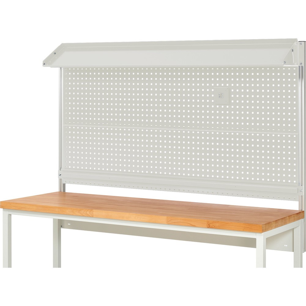 Immagine del prodotto n. 2: Struttura banco da lavoro RAU, AxLxP 1.130 x 2.000 x 350 mm, con 1 piano di appoggio in metallo inclinabile, 1 guida di supporto e 1 supporto per schermo piatto, set completo 02 per larghezza prodotto 2.000 mm