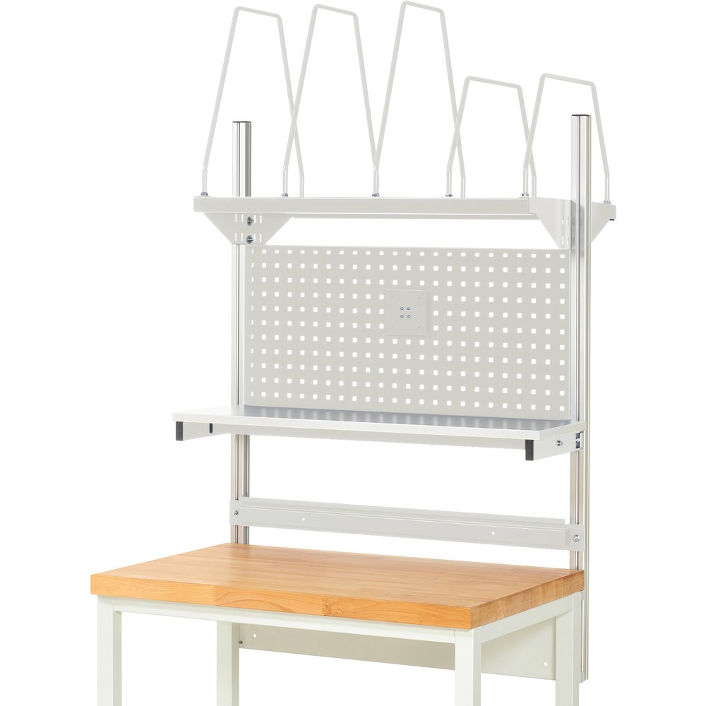 Immagine del prodotto n. 2: Struttura banco da lavoro RAU, AxLxP 1.130 x 1.000 x 350 mm, con 1 ripiano, 1 guida di supporto e 1 supporto per schermo piatto, set completo 03 per larghezza prodotto 1.000 mm