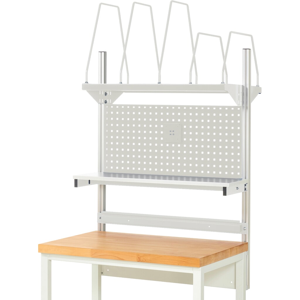 Immagine del prodotto n. 2: Struttura banco da lavoro RAU, AxLxP 1.130 x 1.000 x 350 mm, con 1 ripiano, 1 guida di supporto e 1 supporto per schermo piatto, set completo 03 per larghezza prodotto 1.000 mm