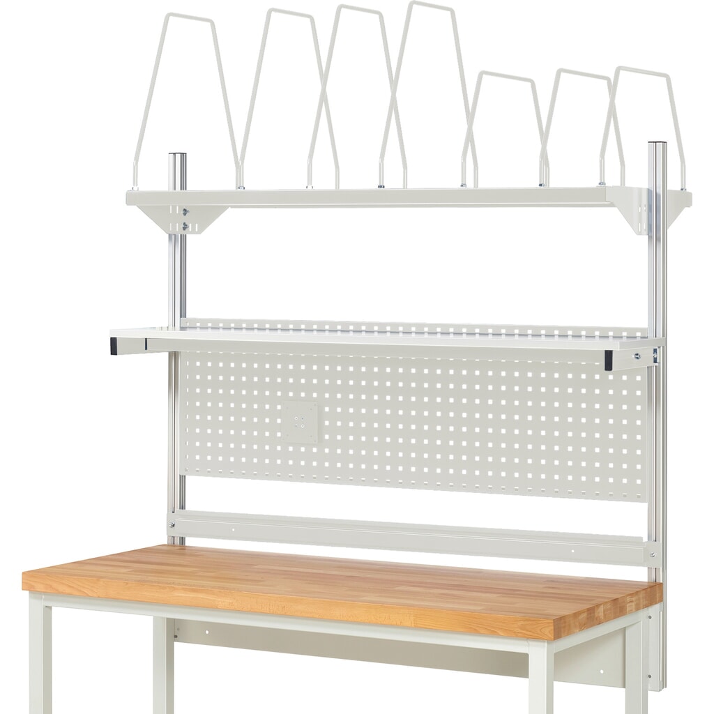 Struttura banco da lavoro RAU, AxLxP 1.130 x 1.500 x 350 mm, con 1 ripiano, 1 guida di supporto e 1 supporto per schermo piatto, set completo 03 per larghezza prodotto 2.000 mm Immagine del prodotto n. 2: Struttura banco da lavoro RAU, AxLxP 1.130 x 1.500 x 350 mm, con 1 ripiano, 1 guida di supporto e 1 supporto per schermo piatto, set completo 03 per larghezza prodotto 2.000 mm