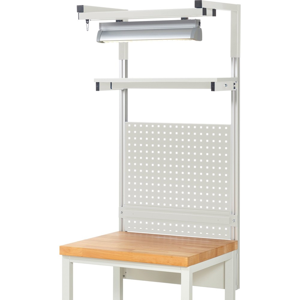 Immagine del prodotto n. 2: Struttura banco da lavoro RAU, AxLxP 1.380 x 750 x 350 mm, con 1 ripiano, 1 guida di supporto, 1 coppia di bracci e 1 luce, set completo 04 per larghezza prodotto 750 mm