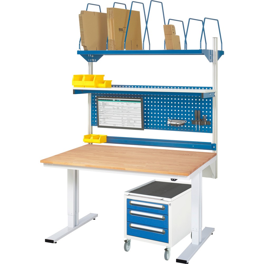 Immagine del prodotto n. 6: RAU Tavolo da lavoro regolabile in altezza elettricamente Serie adlatus 300, HxLxP 720-1.120 x 750 x 800 mm, piano di lavoro in faggio massiccio