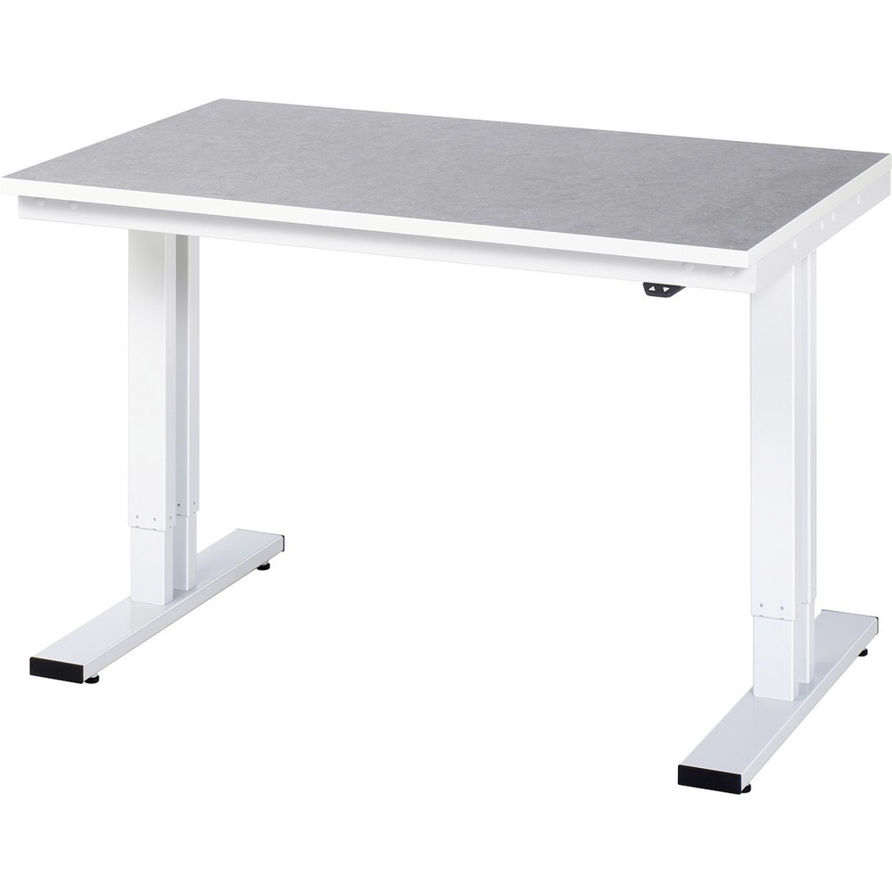 Immagine del prodotto: RAU Tavolo da lavoro regolabile in altezza elettricamente Serie adlatus 300, HxLxP 720-1.120 x 1.250 x 800 mm, piano di lavoro in linoleum/con rivestimento universale