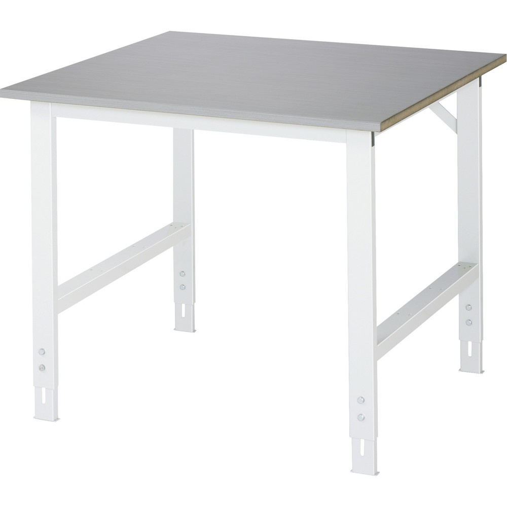 Immagine del prodotto: RAU Tavolo da lavoro regolabile in altezza Serie TOM, HxLxP 760-1.080 x 1.000 x 1.000 mm, piano di lavoro con rivestimento in lamiera d’acciaio inox