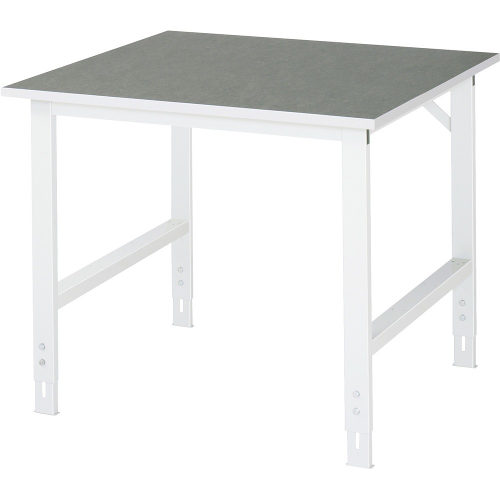 Immagine del prodotto: RAU Tavolo da lavoro regolabile in altezza Serie TOM, HxLxP 760-1.080 x 1.000 x 1.000 mm, piano di lavoro in linoleum/con rivestimento universale