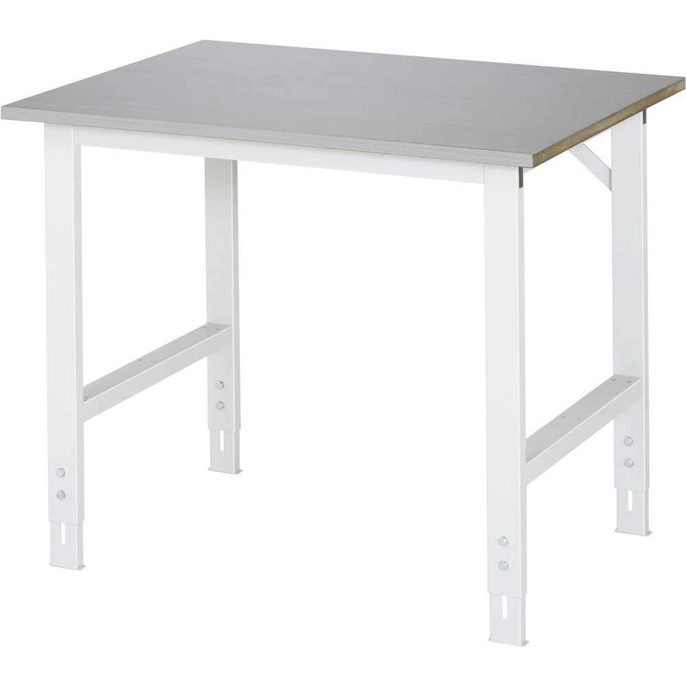 Immagine del prodotto: RAU Tavolo da lavoro regolabile in altezza Serie TOM, HxLxP 760-1.080 x 1.000 x 800 mm, piano di lavoro con rivestimento in lamiera d’acciaio inox