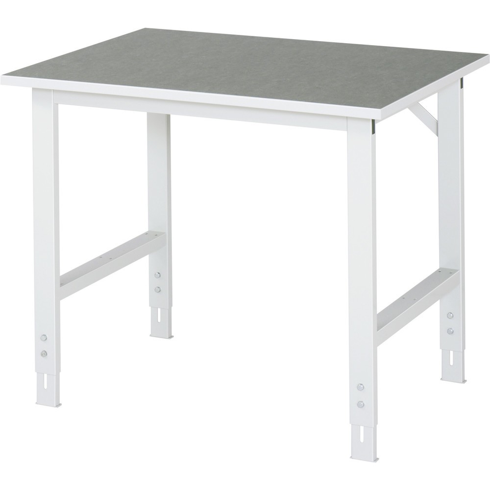 Immagine del prodotto: RAU Tavolo da lavoro regolabile in altezza Serie TOM, HxLxP 760-1.080 x 1.000 x 800 mm, piano di lavoro in linoleum/con rivestimento universale