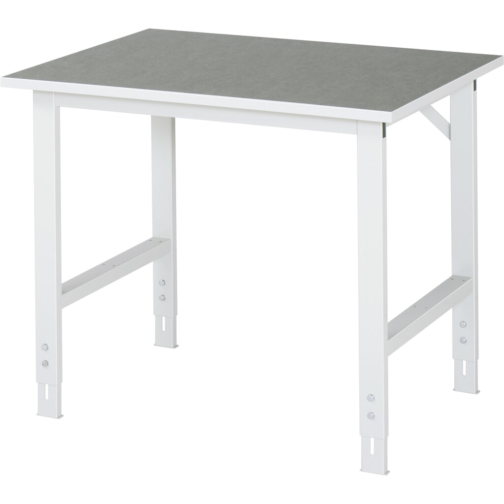 Immagine del prodotto: RAU Tavolo da lavoro regolabile in altezza Serie TOM, HxLxP 760-1.080 x 1.000 x 800 mm, piano di lavoro in linoleum/con rivestimento universale
