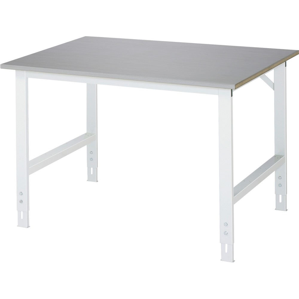 Immagine del prodotto n. 1: RAU Tavolo da lavoro regolabile in altezza Serie TOM, HxLxP 760-1.080 x 1.250 x 1.000 mm, piano di lavoro con rivestimento in lamiera d’acciaio inox