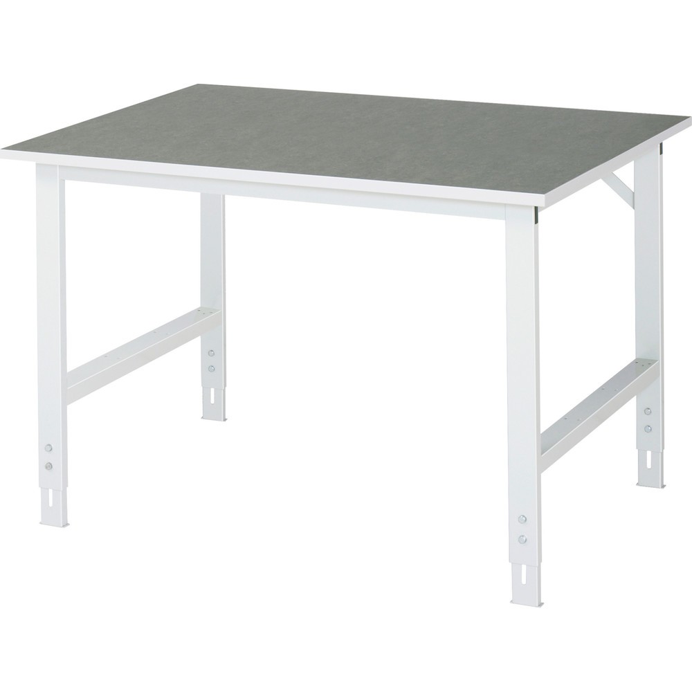 Immagine del prodotto: RAU Tavolo da lavoro regolabile in altezza Serie TOM, HxLxP 760-1.080 x 1.250 x 1.000 mm, piano di lavoro in linoleum/con rivestimento universale