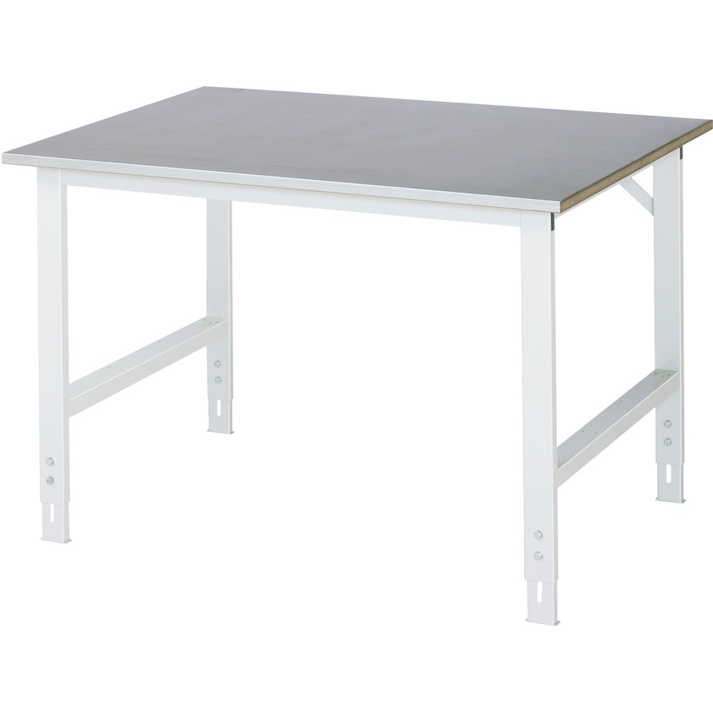 Immagine del prodotto: RAU Tavolo da lavoro regolabile in altezza serie TOM, HxLxP 760-1.080 x 1.250 x 1.000 mm, piano di lavoro con rivestimento in lamiera d’acciaio