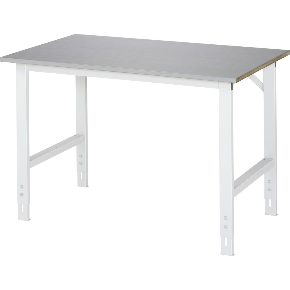 Immagine del prodotto n. 1: RAU Tavolo da lavoro regolabile in altezza Serie TOM, HxLxP 760-1.080 x 1.250 x 800 mm, piano di lavoro con rivestimento in lamiera d’acciaio inox
