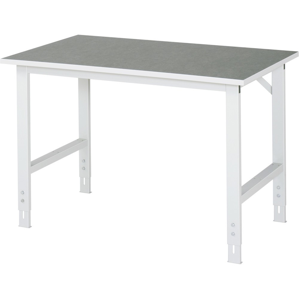 Immagine del prodotto n. 1: RAU Tavolo da lavoro regolabile in altezza Serie TOM, HxLxP 760-1.080 x 1.250 x 800 mm, piano di lavoro in linoleum/con rivestimento universale