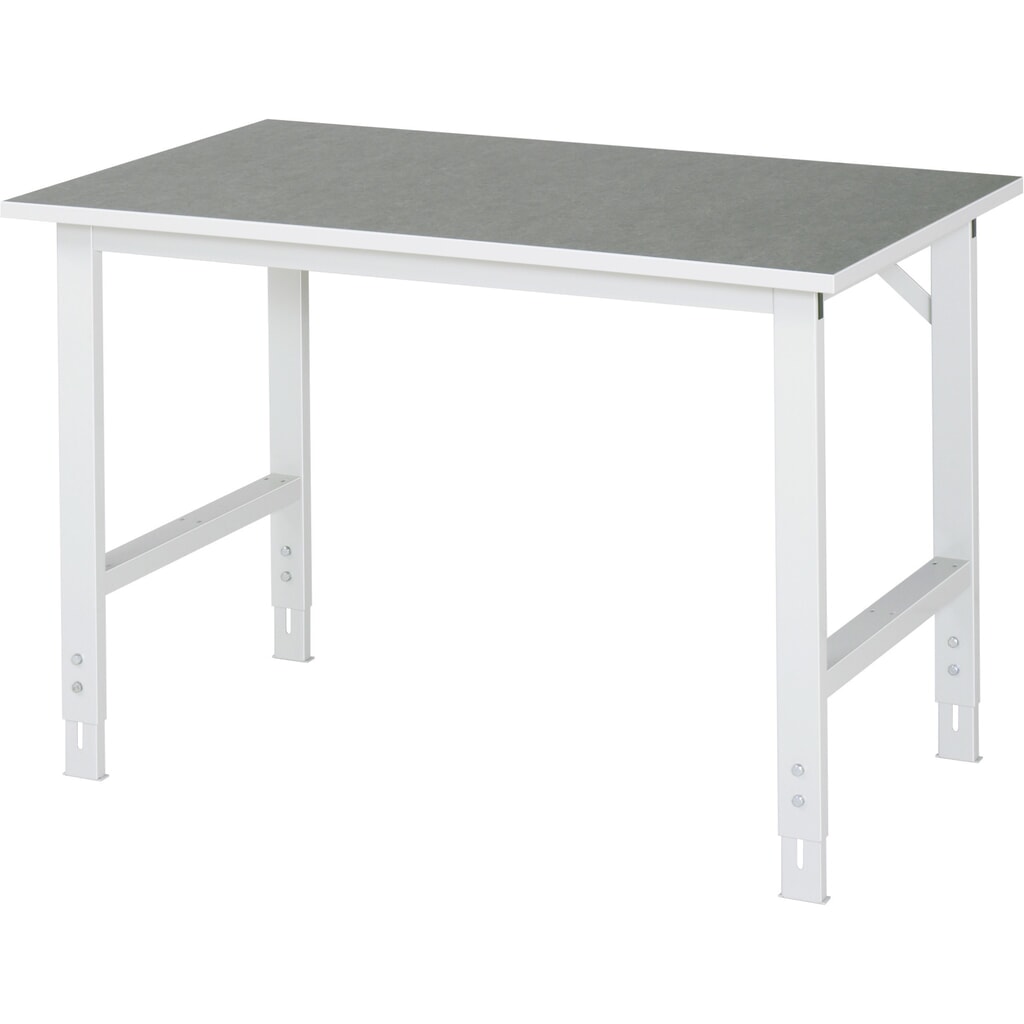 Immagine del prodotto: RAU Tavolo da lavoro regolabile in altezza Serie TOM, HxLxP 760-1.080 x 1.250 x 800 mm, piano di lavoro in linoleum/con rivestimento universale