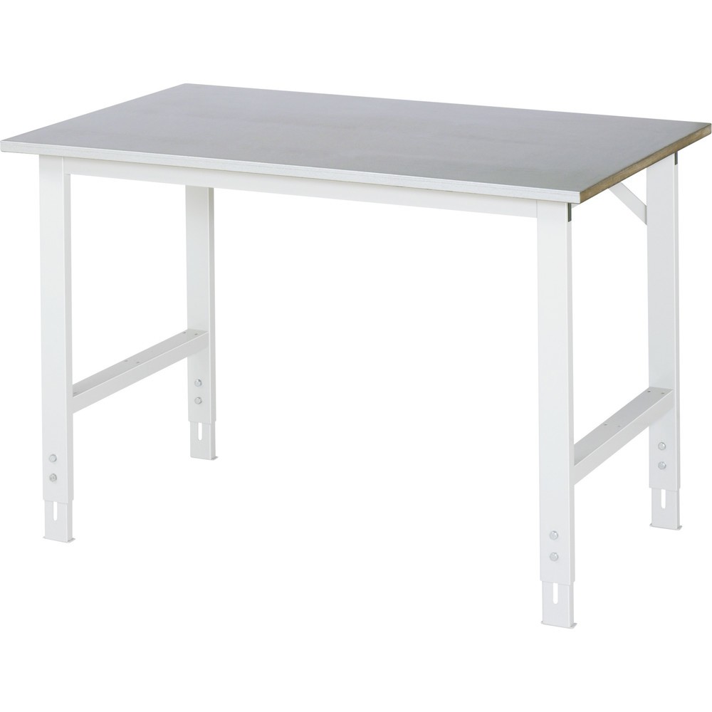 Immagine del prodotto: RAU Tavolo da lavoro regolabile in altezza serie TOM, HxLxP 760-1.080 x 1.250 x 800 mm, piano di lavoro con rivestimento in lamiera d’acciaio