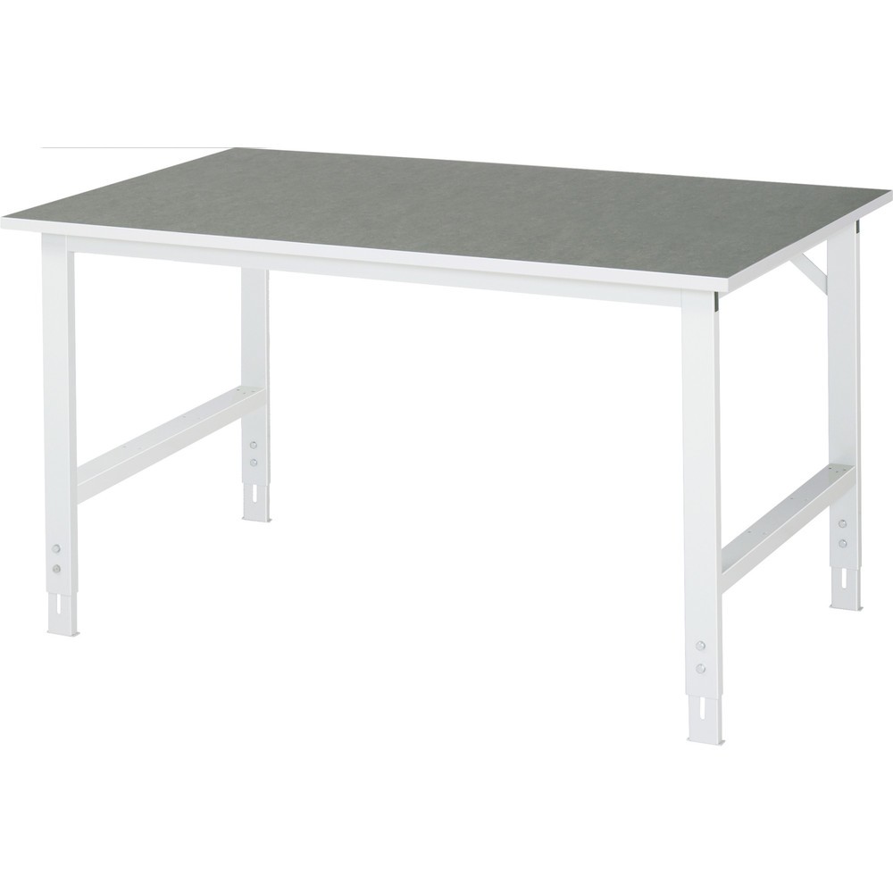 Immagine del prodotto: RAU Tavolo da lavoro regolabile in altezza Serie TOM, HxLxP 760-1.080 x 1.500 x 1.000 mm, piano di lavoro in linoleum/con rivestimento universale