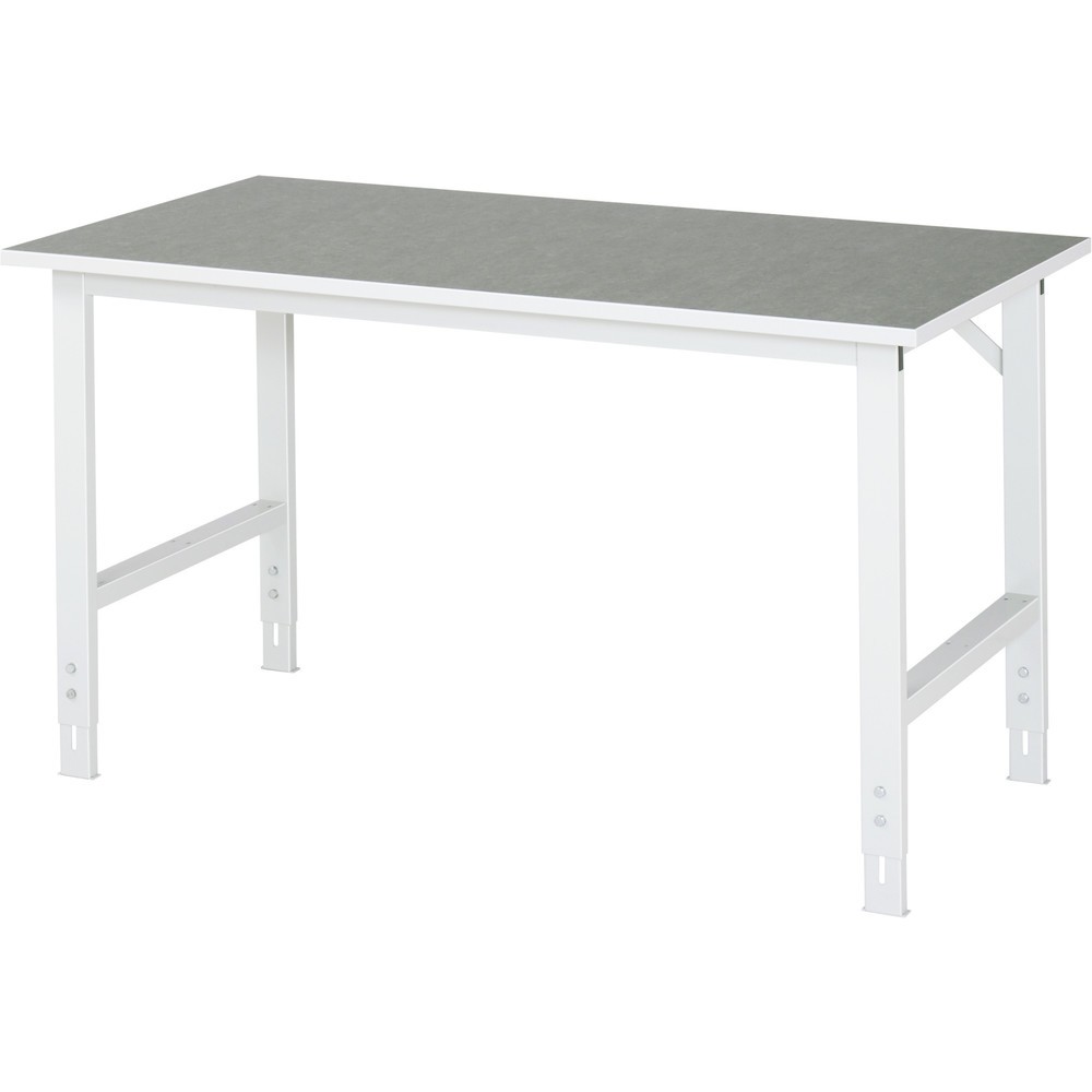 Immagine del prodotto: RAU Tavolo da lavoro regolabile in altezza Serie TOM, HxLxP 760-1.080 x 1.500 x 800 mm, piano di lavoro in linoleum/con rivestimento universale