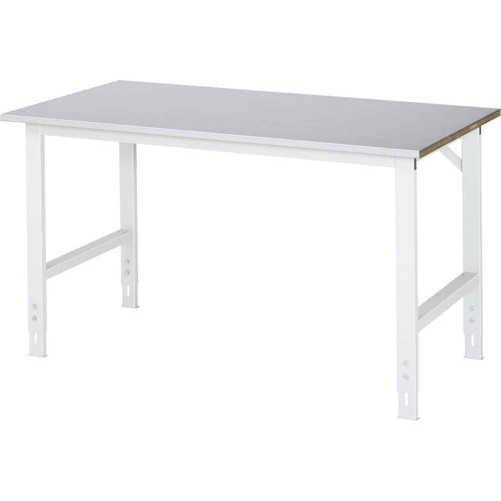 Immagine del prodotto: RAU Tavolo da lavoro regolabile in altezza serie TOM, HxLxP 760-1.080 x 1.500 x 800 mm, piano di lavoro con rivestimento in lamiera d’acciaio