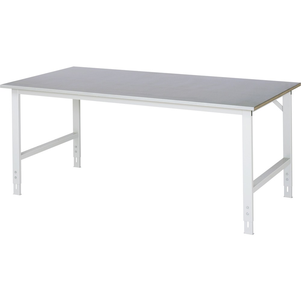 Immagine del prodotto: RAU Tavolo da lavoro regolabile in altezza serie TOM, HxLxP 760-1.080 x 2.000 x 1.000 mm, piano di lavoro con rivestimento in lamiera d’acciaio