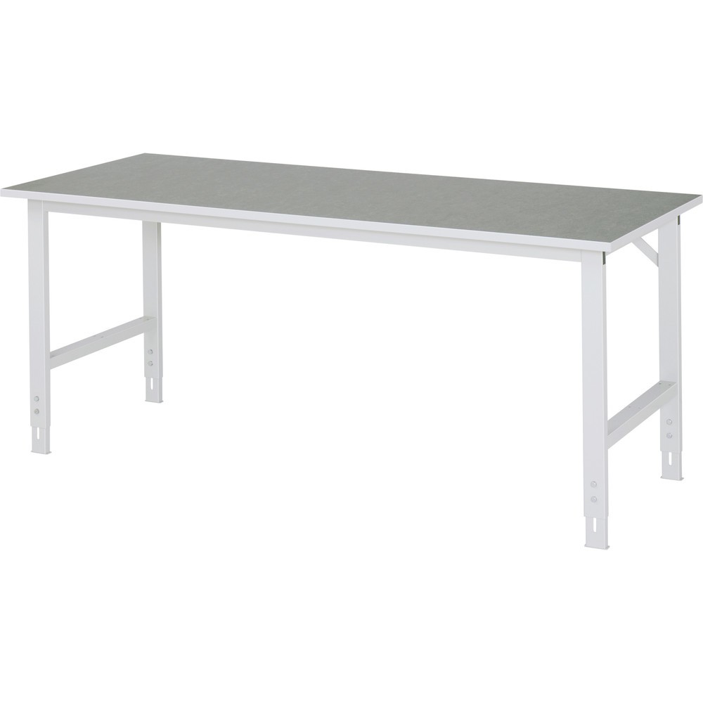 Immagine del prodotto n. 1: RAU Tavolo da lavoro regolabile in altezza Serie TOM, HxLxP 760-1.080 x 2.000 x 800 mm, piano di lavoro in linoleum/con rivestimento universale