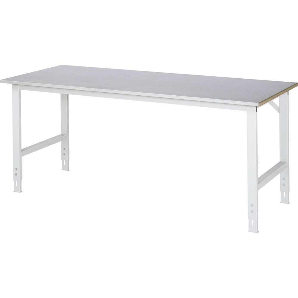 Immagine del prodotto n. 1: RAU Tavolo da lavoro regolabile in altezza serie TOM, HxLxP 760-1.080 x 2.000 x 800 mm, piano di lavoro con rivestimento in lamiera d’acciaio