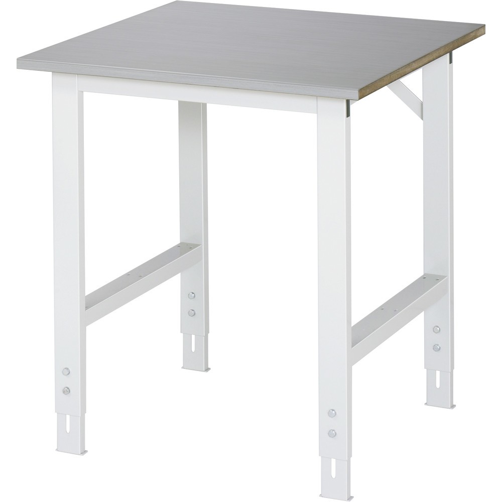 Immagine del prodotto: RAU Tavolo da lavoro regolabile in altezza Serie TOM, HxLxP 760-1.080 x 750 x 800 mm, piano di lavoro con rivestimento in lamiera d’acciaio inox