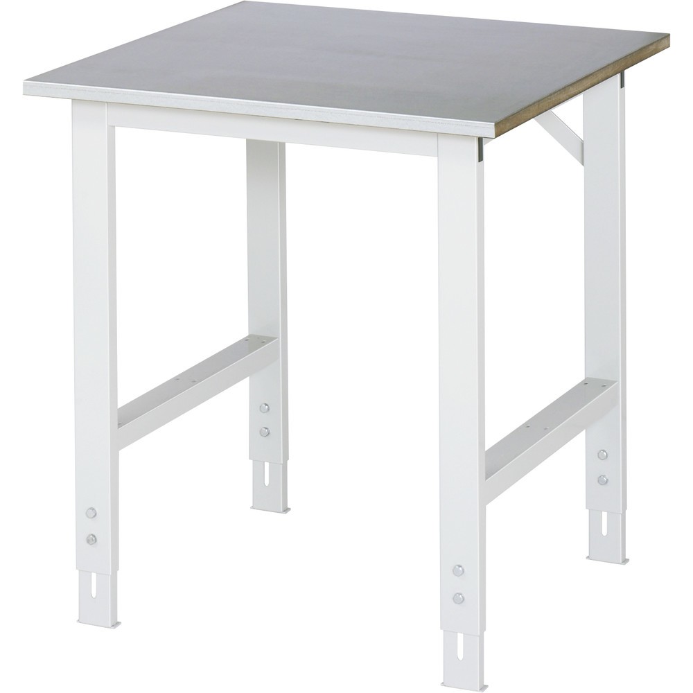 Immagine del prodotto: RAU Tavolo da lavoro regolabile in altezza serie TOM, HxLxP 760-1.080 x 750 x 800 mm, piano di lavoro con rivestimento in lamiera d’acciaio